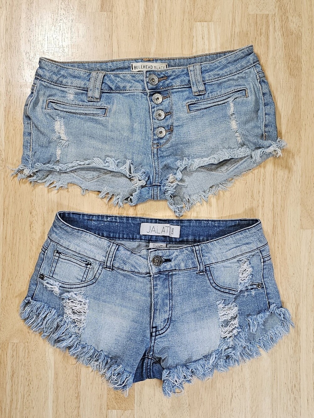 Set of 2 Light Blue Distressed Denim Shorts Bullhead & Jelante Size 3